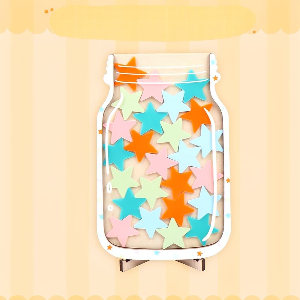 Cute Wooden Star Reward Jar Fo - đánh giá và giá Kids Education Motivation